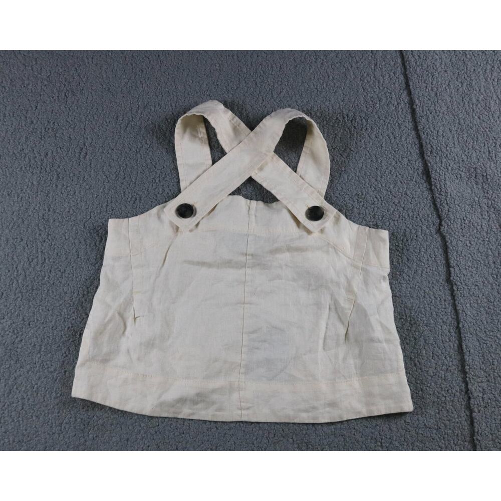 New Everlane Womens Top 0 Cream Linen Apron Tank Wide Strap
